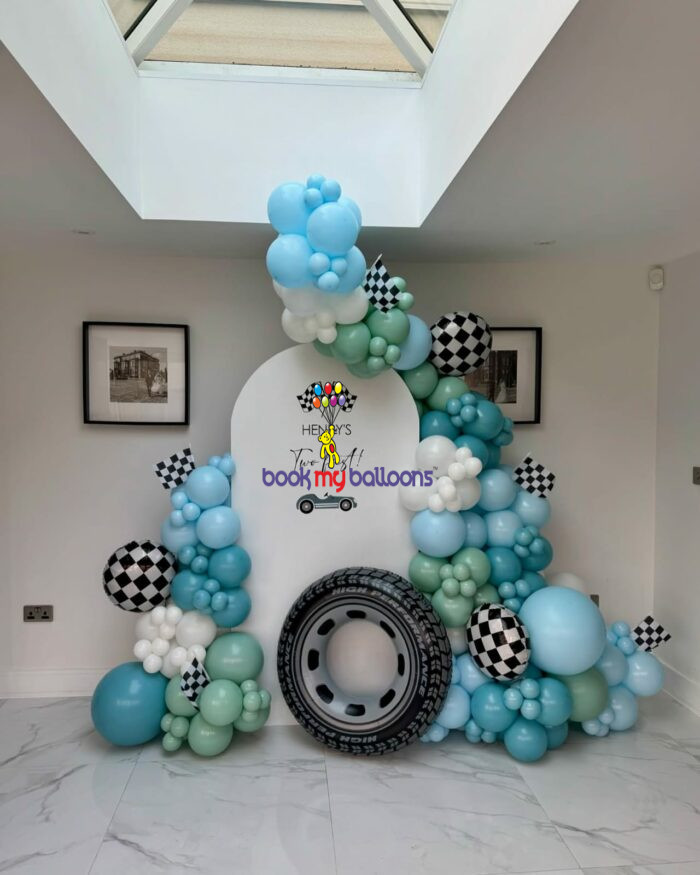 Race Car Birthday Balloon Decor – "Two Fast" Party Backdrop - Image 2